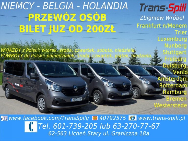 Przewóz osób Niemcy, Belgia, Holandia