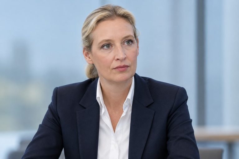 Alice Weidel w granatowej marynarce – ilustracja wygenerowana przez AI