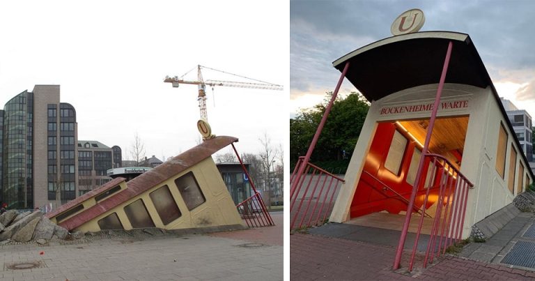 Niezwykłe wejście do stacji metra „Bockenheimer Warte” we Frankfurcie nad Menem 