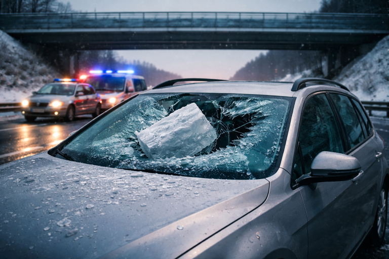Niemcy: Lodowa pułapka na autostradzie! Kobieta cudem uniknęła śmierci