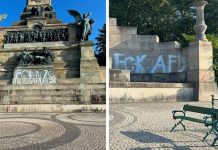 Niemcy: Wandalizm na pomniku Niederwalddenkmal. Pojawiły się lewicowe hasła i symbole