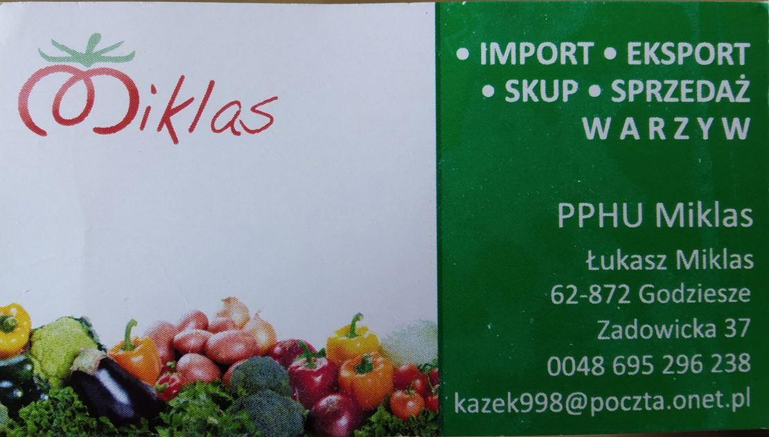 Sprzedaż Hurtowa warzyw na terenie Niemiec i Holandii.