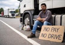 Od miesięcy bez pensji. Kierowca ciężarówki zatrzymał się na parkingu i odmówił dalszej jazdy