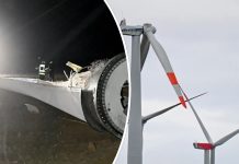 Niemcy: Cyklon Wencke wyrwał 15-tonową łopatę turbiny wiatrowej!
