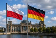 Polska obawia się zwycięstwa AfD. Ekspertka: „To bezpośrednie zagrożenie dla naszego bezpieczeństwa” Flagi Polski i Niemiec przed budynkiem Reichstagu
