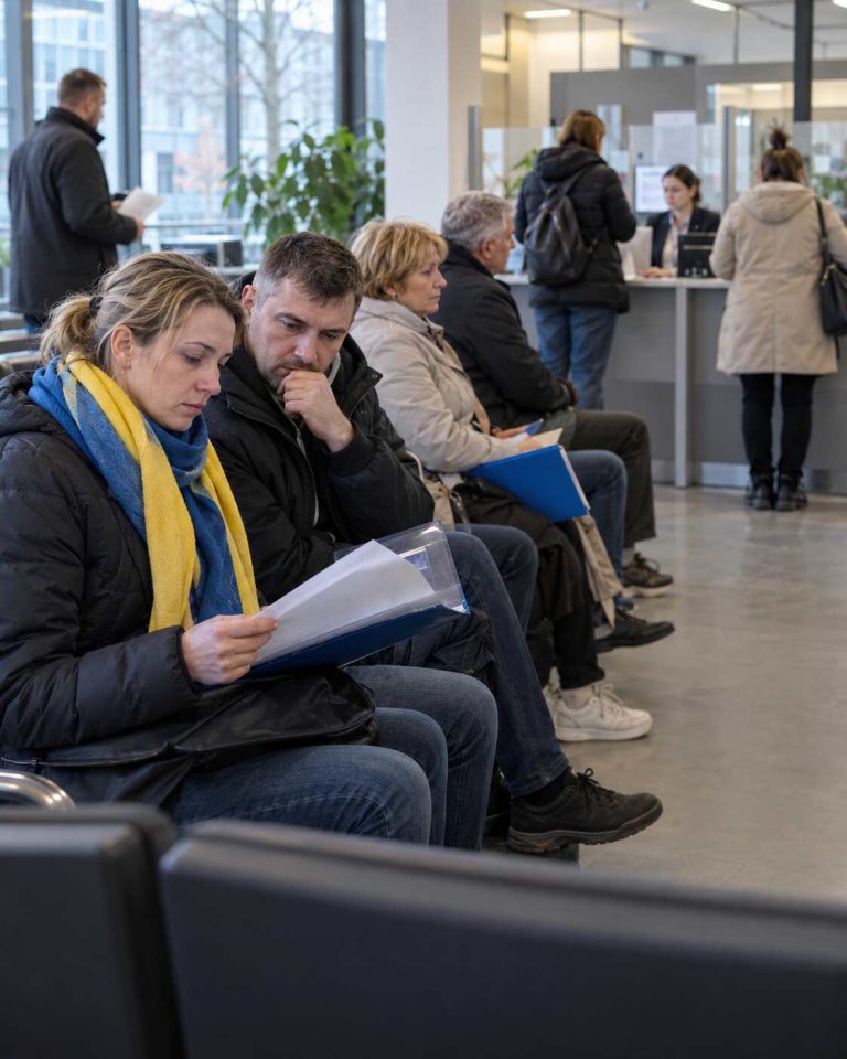 Osoby oczekujące w niemieckim urzędzie pracy