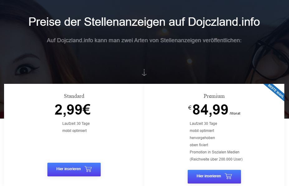 Preise der Stellenanzeigen bei Dojczland.info-min