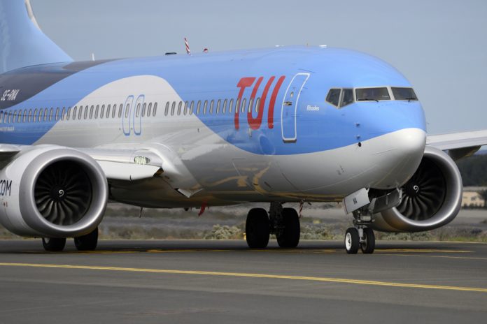 Las Palmas November 7, Boing 737-8 MAX, ready for takeoff. Novem