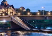 Zawaliła się część Carolabrücke w Dreźnie