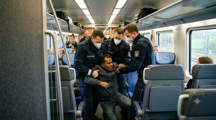 Niemcy: Tunezyjczyk groził pasażerce odłamkiem szkła w pociągu. Podczas zatrzymania próbował ugryźć policjantów