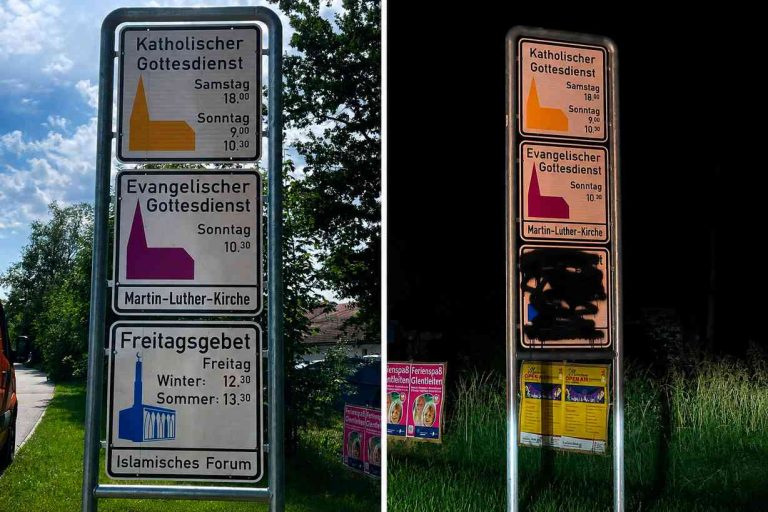 Tablice z godzinami muzułmańskich modlitw ponownie zdewastowane. Policja prowadzi śledztwo