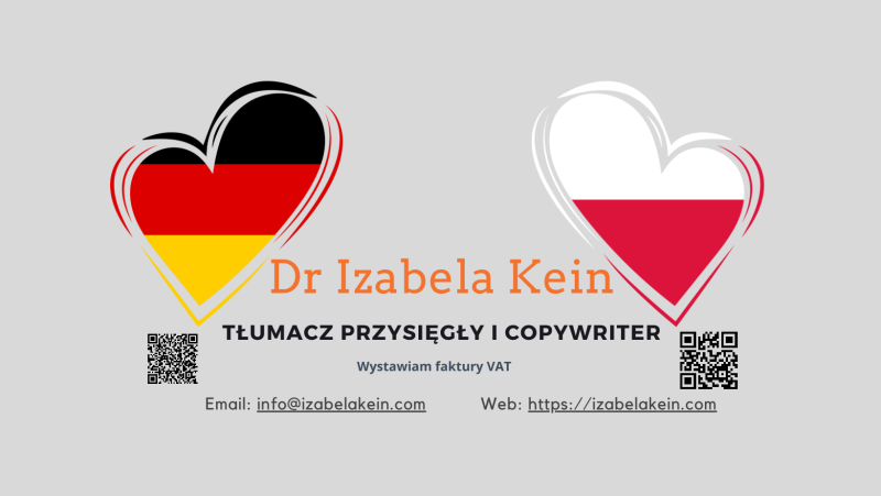 dr Izabela Kein – Copywriter Tłumacz przysięgły języka niemieckiego i polskiego